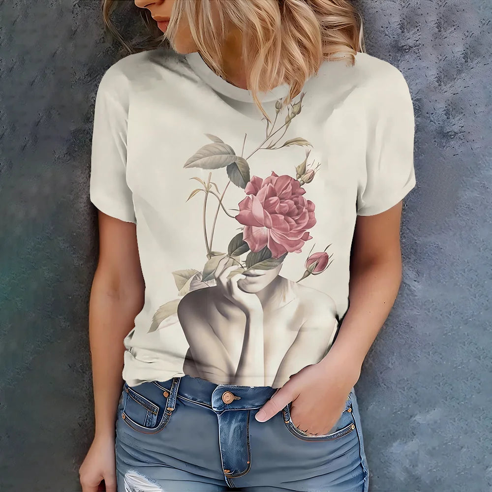 Artistic Floral Carved T-Shirt