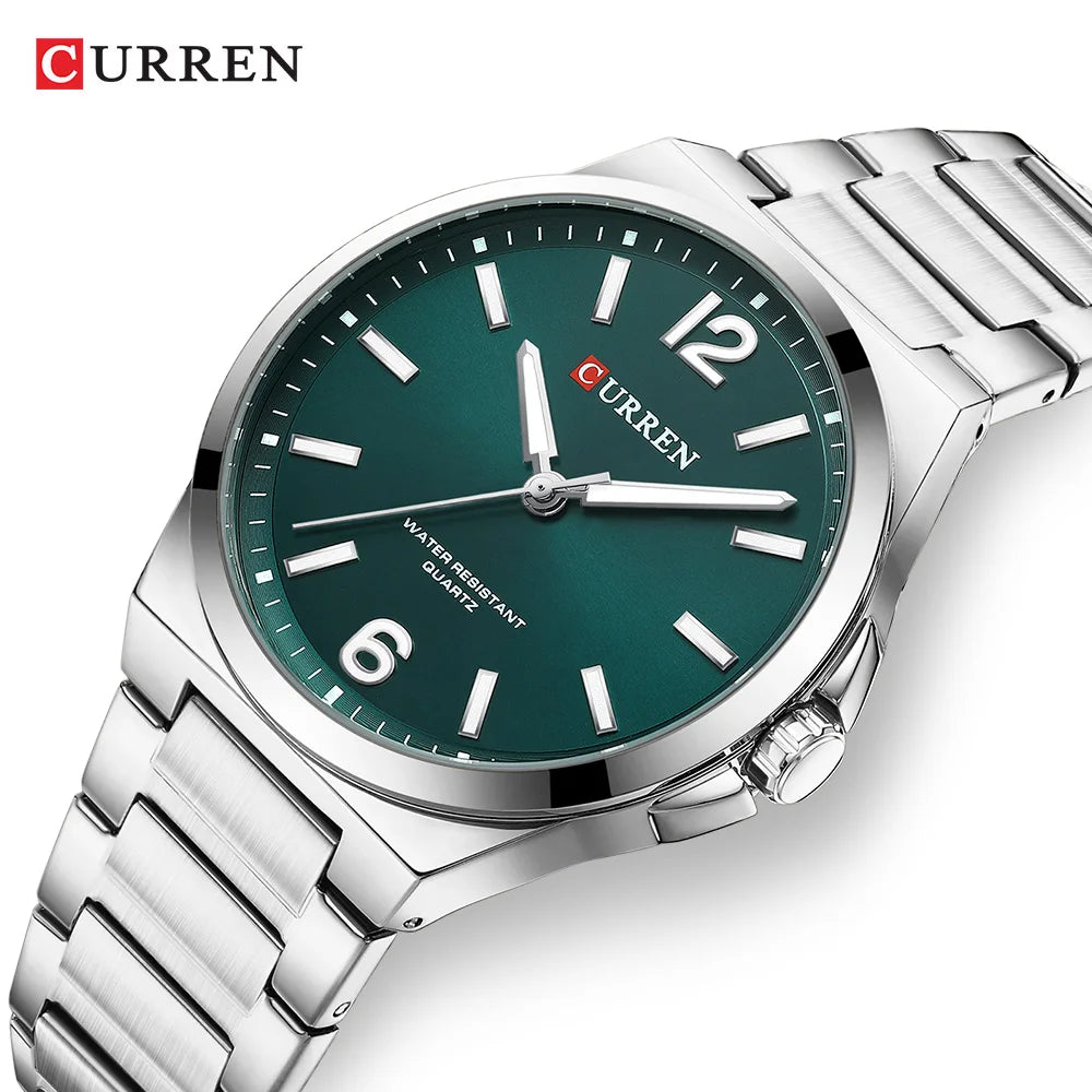 CURREN Men Quartz Movement Watch Waterproof Luminous Men's Watch, Stainless Steel Strap Business Watches