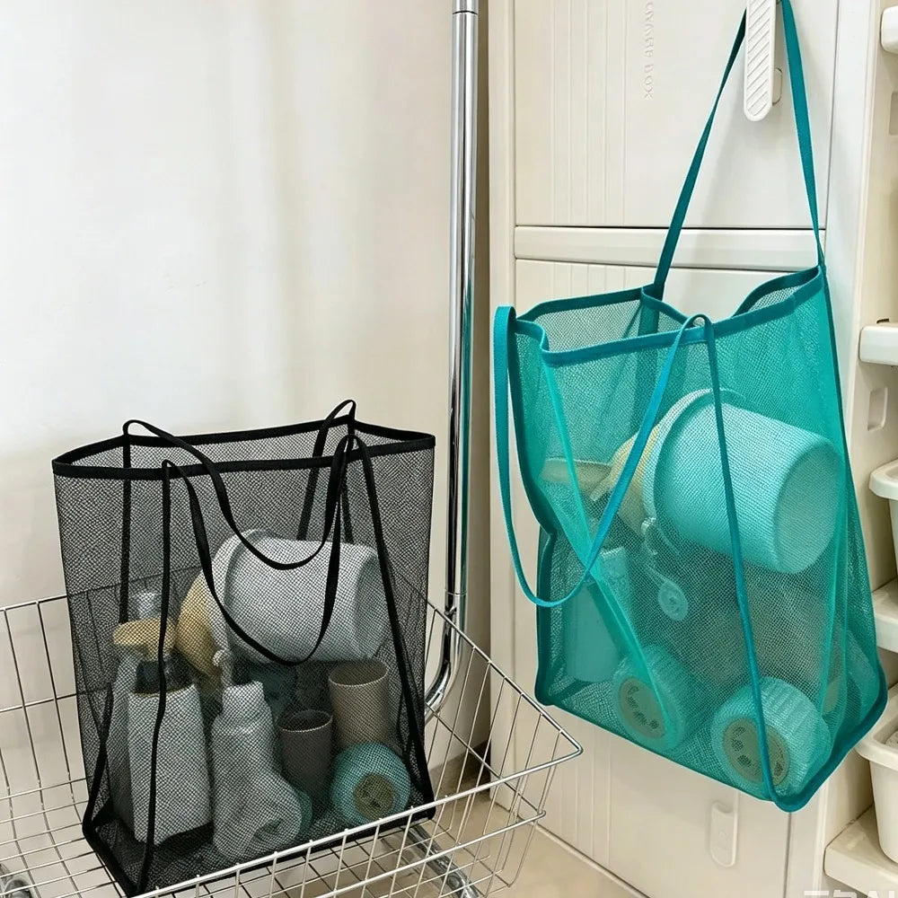 Transparent Mesh Bag Large Capacity Beach Bag Versatile Organizer Handbag Cosmetic Cosmetics Toiletries Storage Bag For Pool