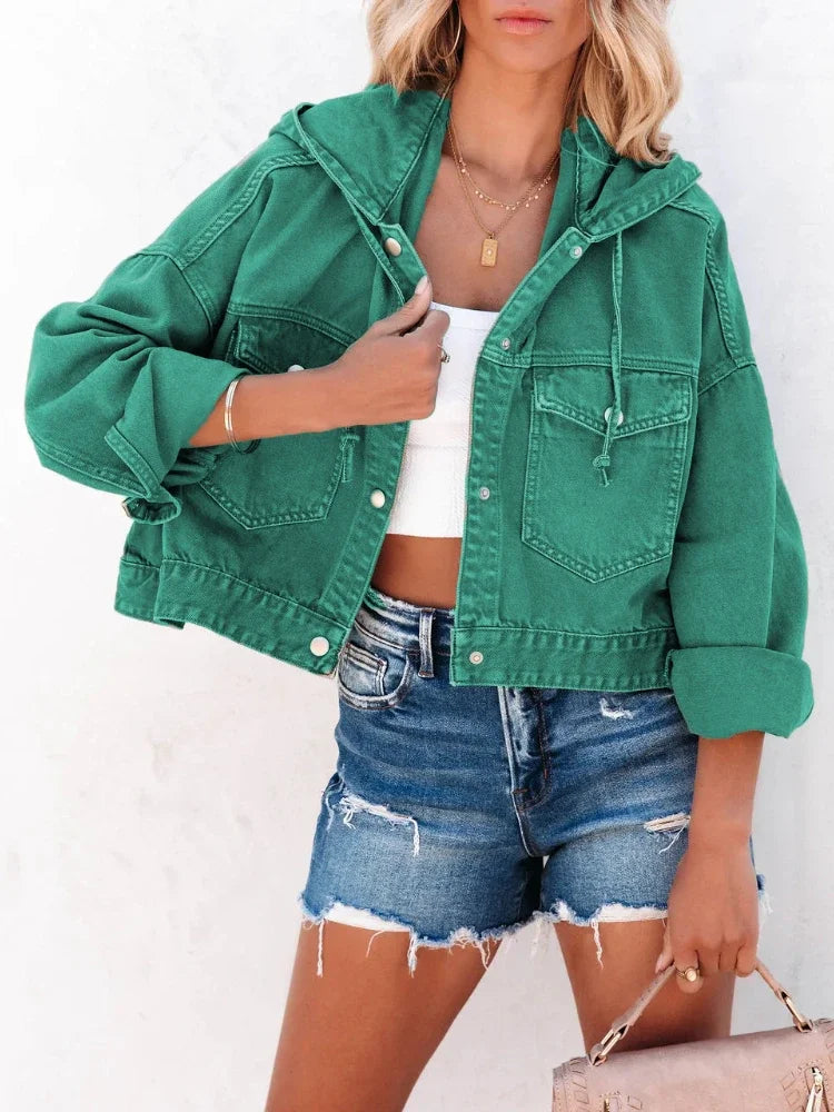MIG & MIK STYLE™ Women's Vintage Hooded Denim Jacket