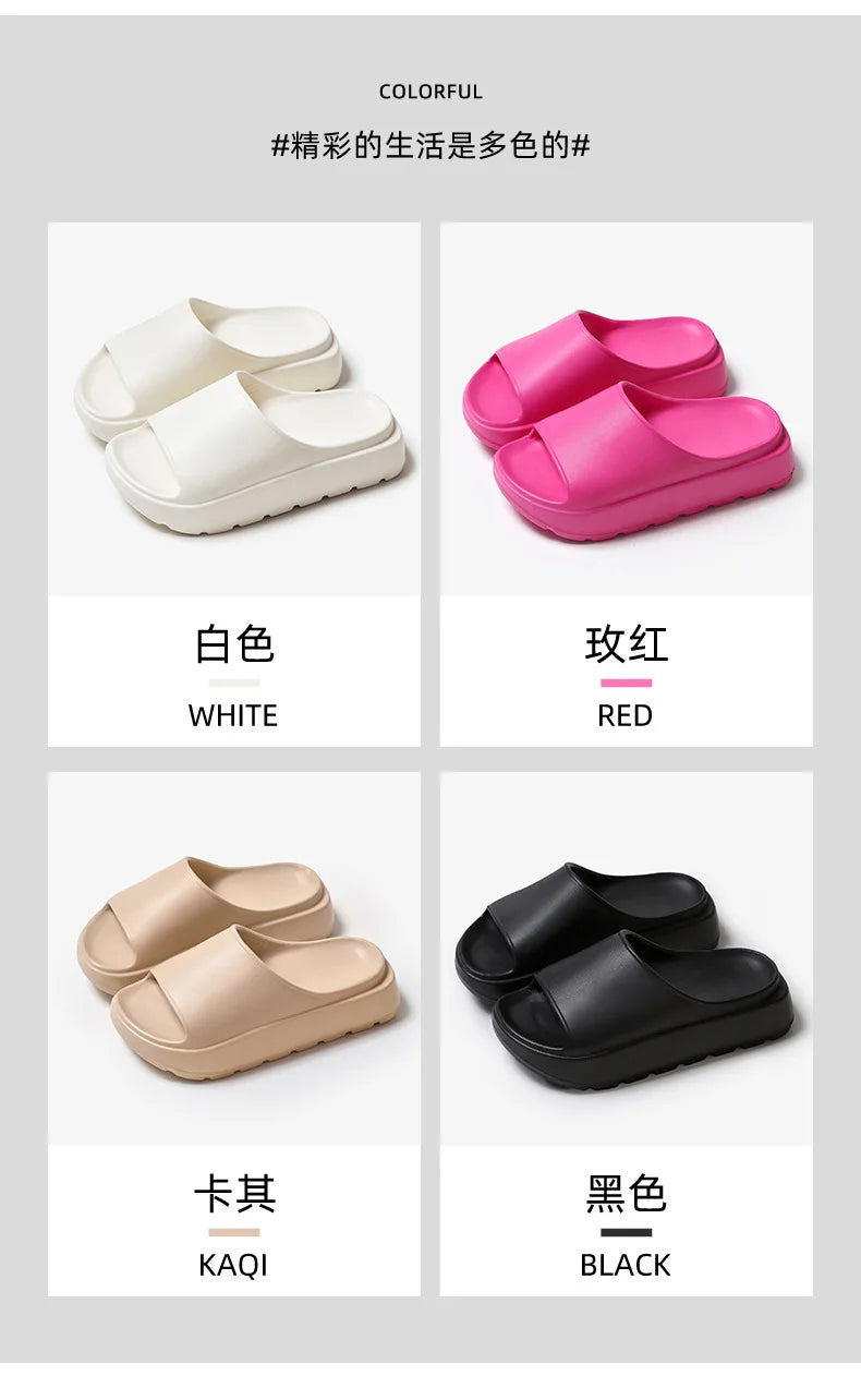 Comwarm Women Platform Slippers Soft EVA Thick Sole Sandals Fashion High Bottom Flat Heel Slippers Non-slip Casual House Slides
