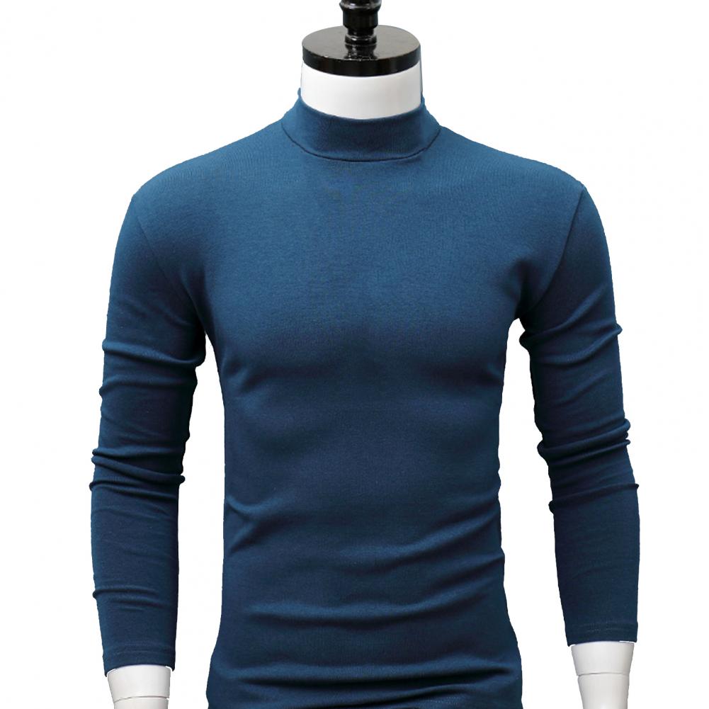 Men Shirt Casual Base Shirt Sweat Absorption All Match Long Sleeve Half High Collar Autumn Shirt Solid Color Men Shirt Blouses