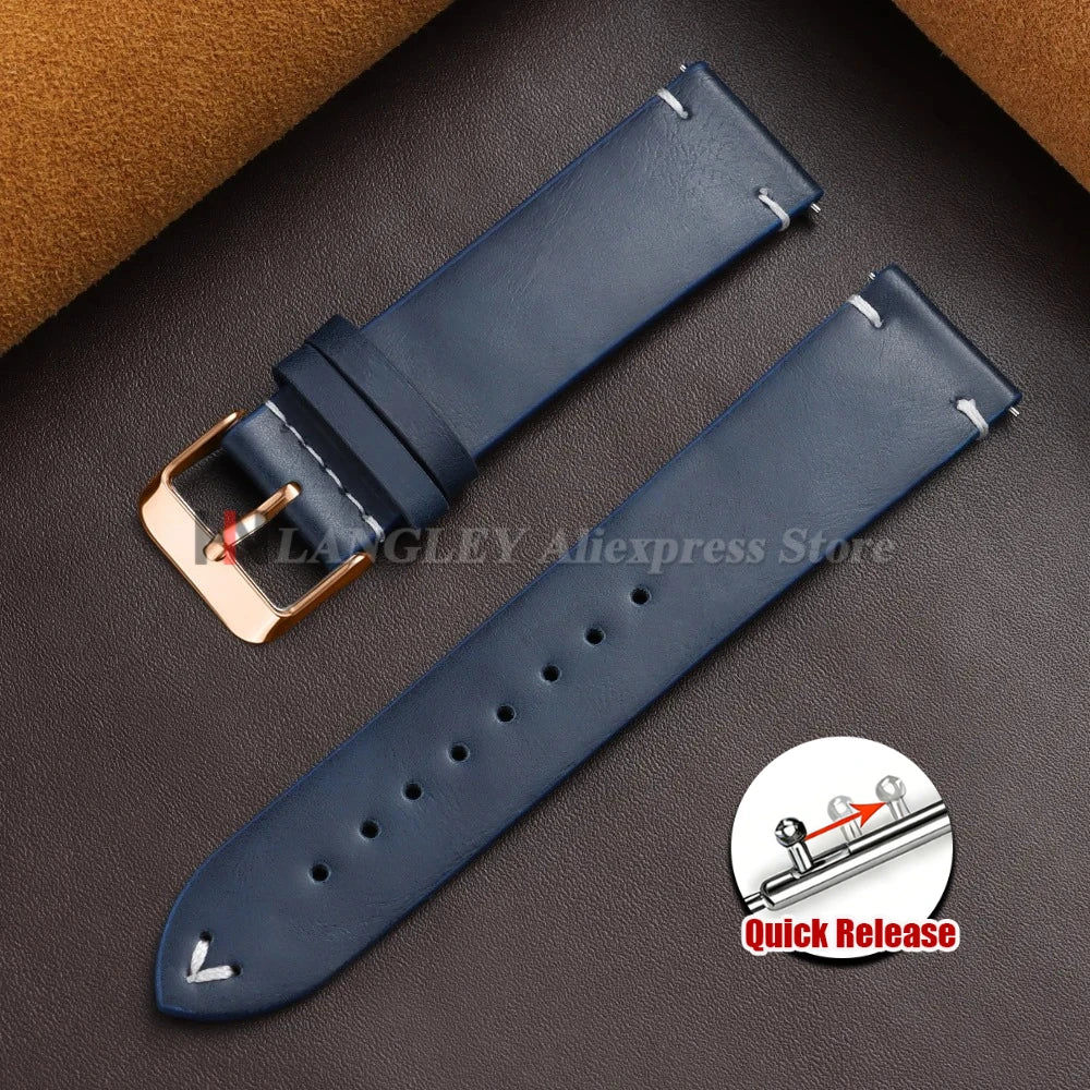 18mm 20mm 22mm Vintage Oil Wax Leather Watch Band Brown Black Cowhide Straps Quick Release Universal Bracelet for Men Wristbands
