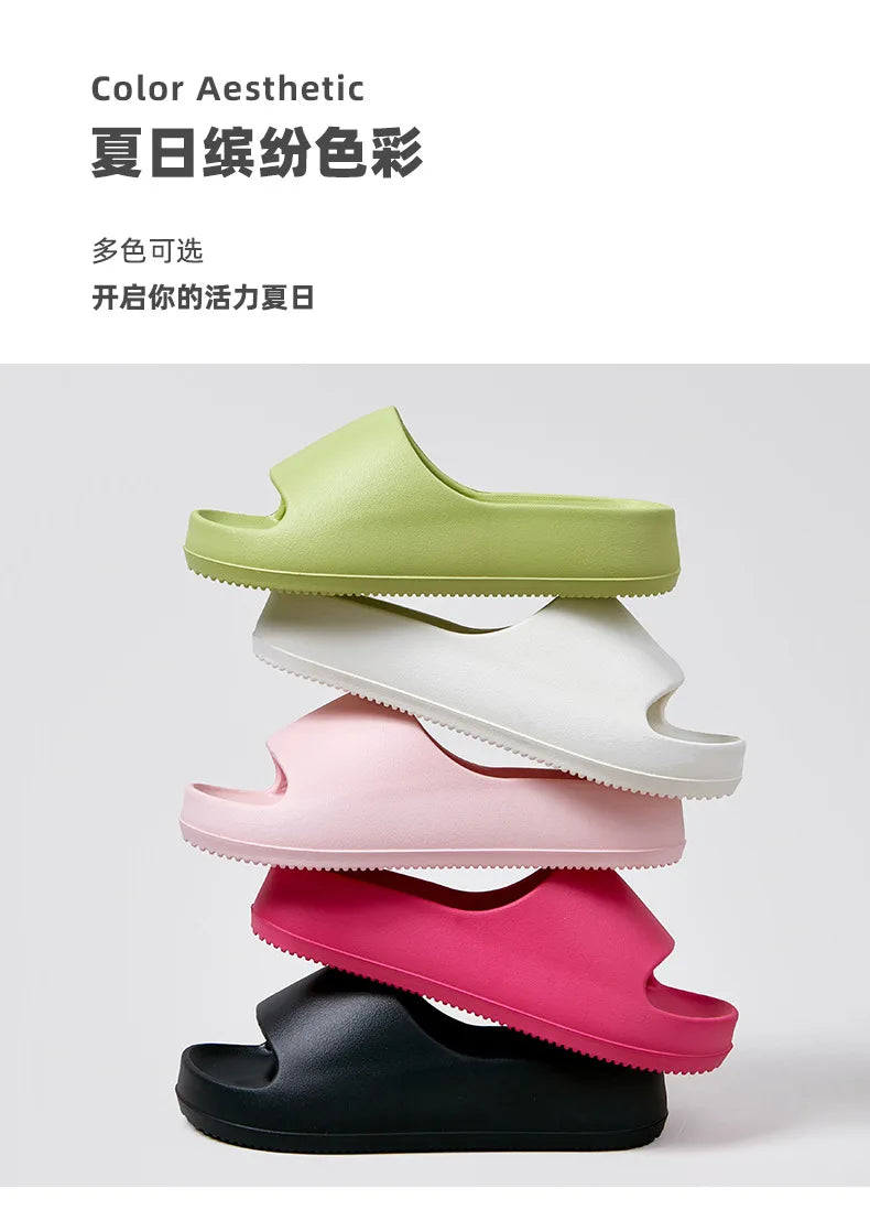 Comwarm Women Platform Slippers Soft EVA Thick Sole Sandals Fashion High Bottom Flat Heel Slippers Non-slip Casual House Slides
