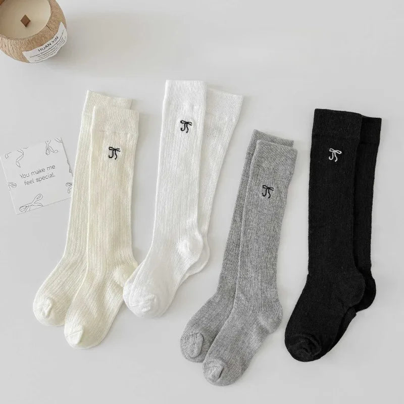 Summer Baby Hollow Out Socks Cute Bow Mesh Cotton Princess Knee High Socks Breathable Thin Non-slip Children Socks 2-12Years