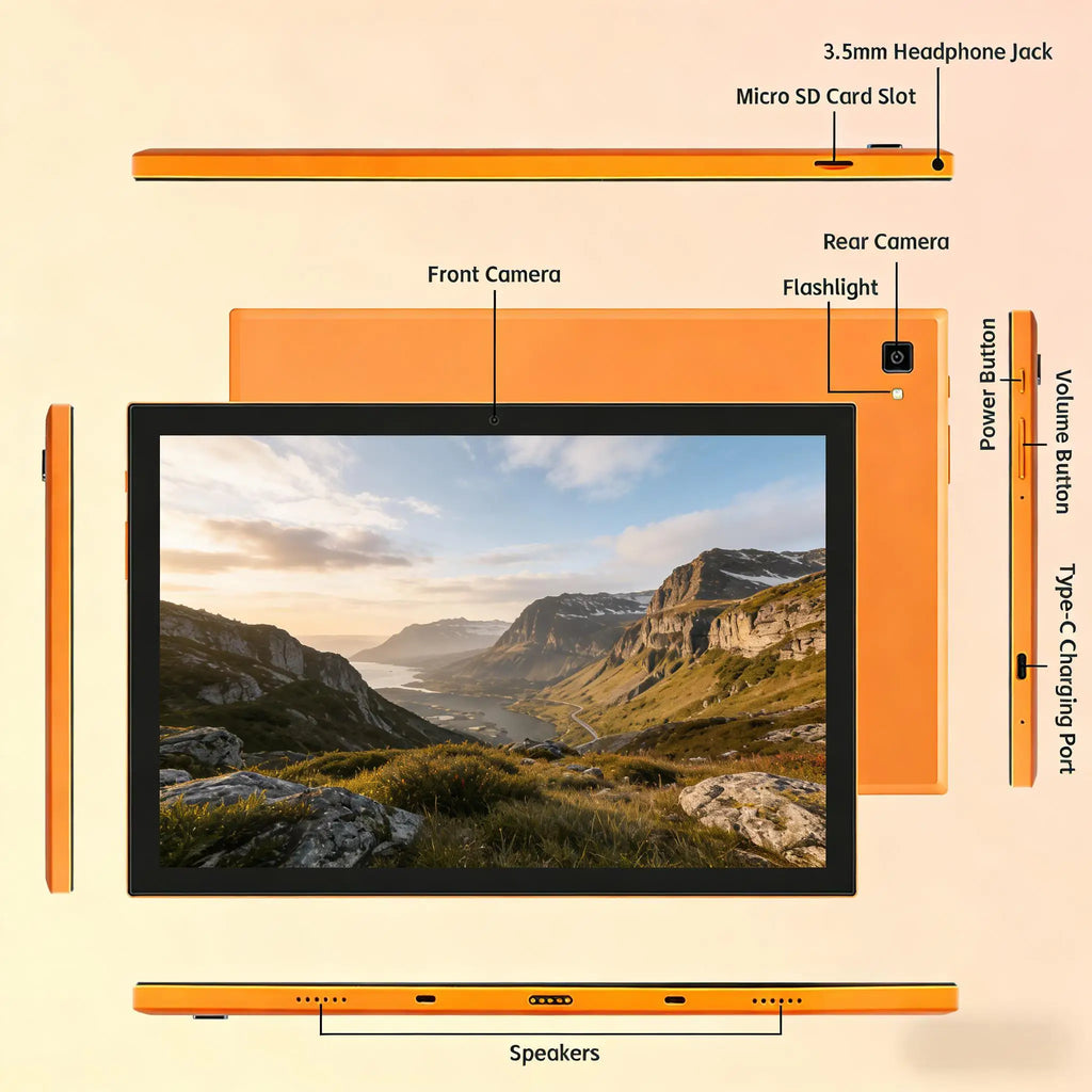 Paitanry 10.1 Tablet Android 15 8GB(4+4GB Expand) RAM 128GB ROM 5000mAh 1280x800 IPS HD Octa Core Dual Speaker WiFi Bluetooth SD