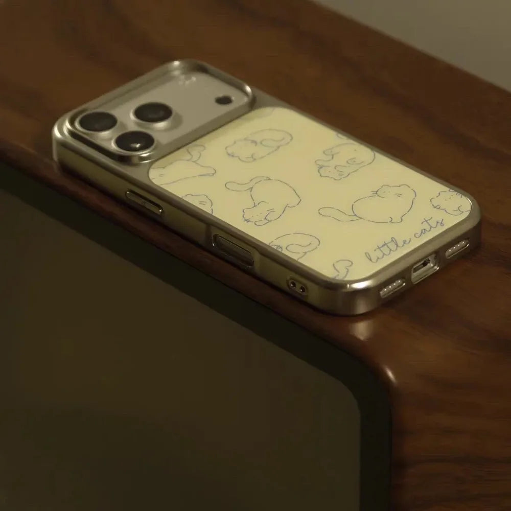 MIG & MIK STYLE™ Cute Yellow Cat Silver Edge Epoxy Phone Case (TPU Anti-Drop)