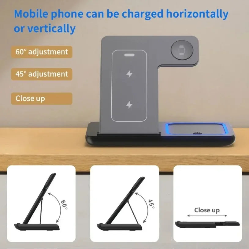 VIKEFON 3 in 1 Foldable Wireless Charging Station for iPhone 17-12 Pro Max iWatch Ultra Airpods Pro Fast Charger Stand Dock
