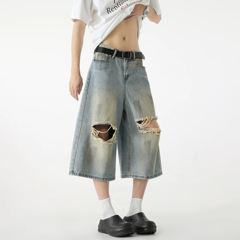Retro Distressed Denim Jorts