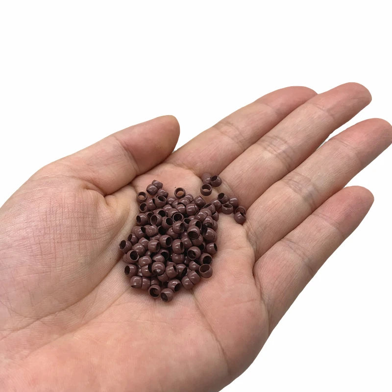 1000Pcs Multipurpose 4.0mm Non-Silicone Nano Lined Beads Copper Nano Rings for Hair Tinsel Feather Extensions Black/Brown/Beige
