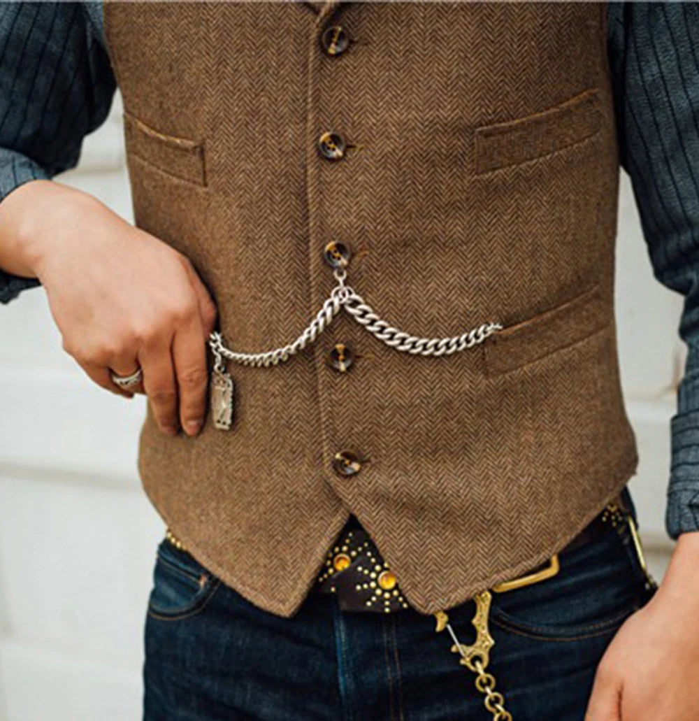 Men’s Wool Herringbone Suit Vest