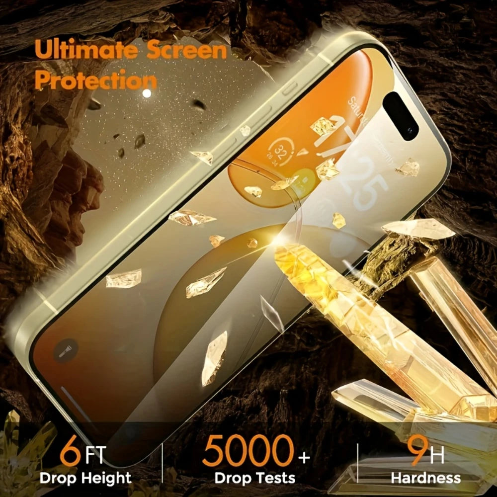 3Pcs Privacy Tempered Glass Screen Protector for iPhone 17 Pro Max 17 16 15 Pro Dust-Free Installation Anti-Spy Protectors