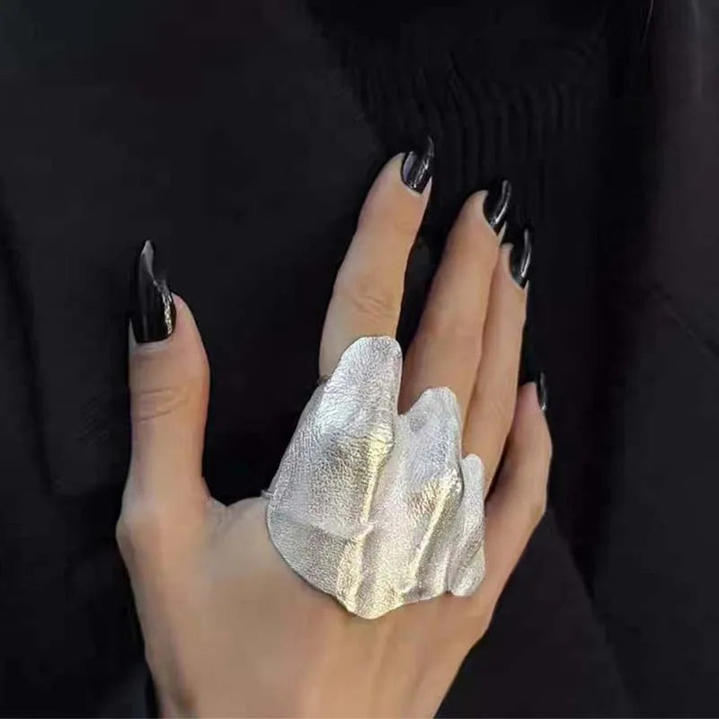 Hiphop Punk Irregular Pleated Knuckle Rings for Women Men Minimalist Exquisite Joint Finger Rings Y2K Gothic Jewelry Gift