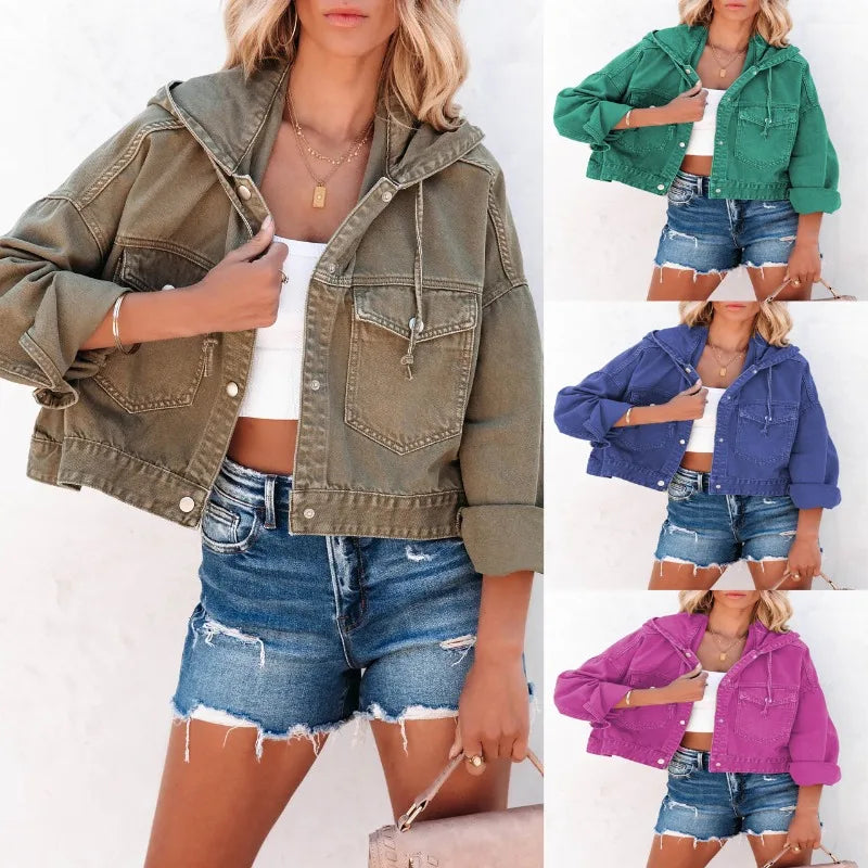 MIG & MIK STYLE™ Women's Vintage Hooded Denim Jacket
