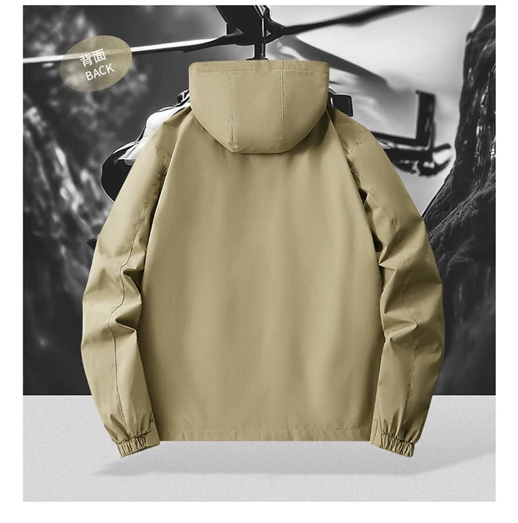 Jacket Mens Spring autumn New men jacket printing hooded Jackets casual coat Men's business coats Size M-7XL 8XL Hat detachable