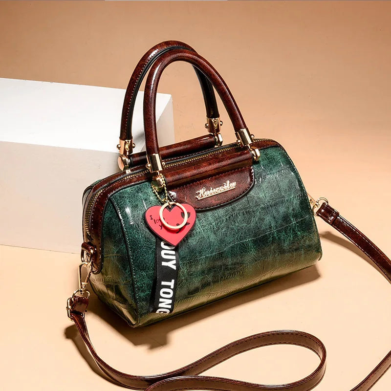 Classic Crocodile Boston Tote – Luxury Leather Shoulder & Messenger Bag for Women