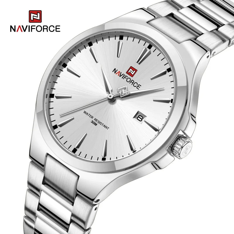 NAVIFORCE Original Design Fashion Men's Watches Stainless Steel Simple Calendar Male Waterproof Wristwatches Relogio Masculino