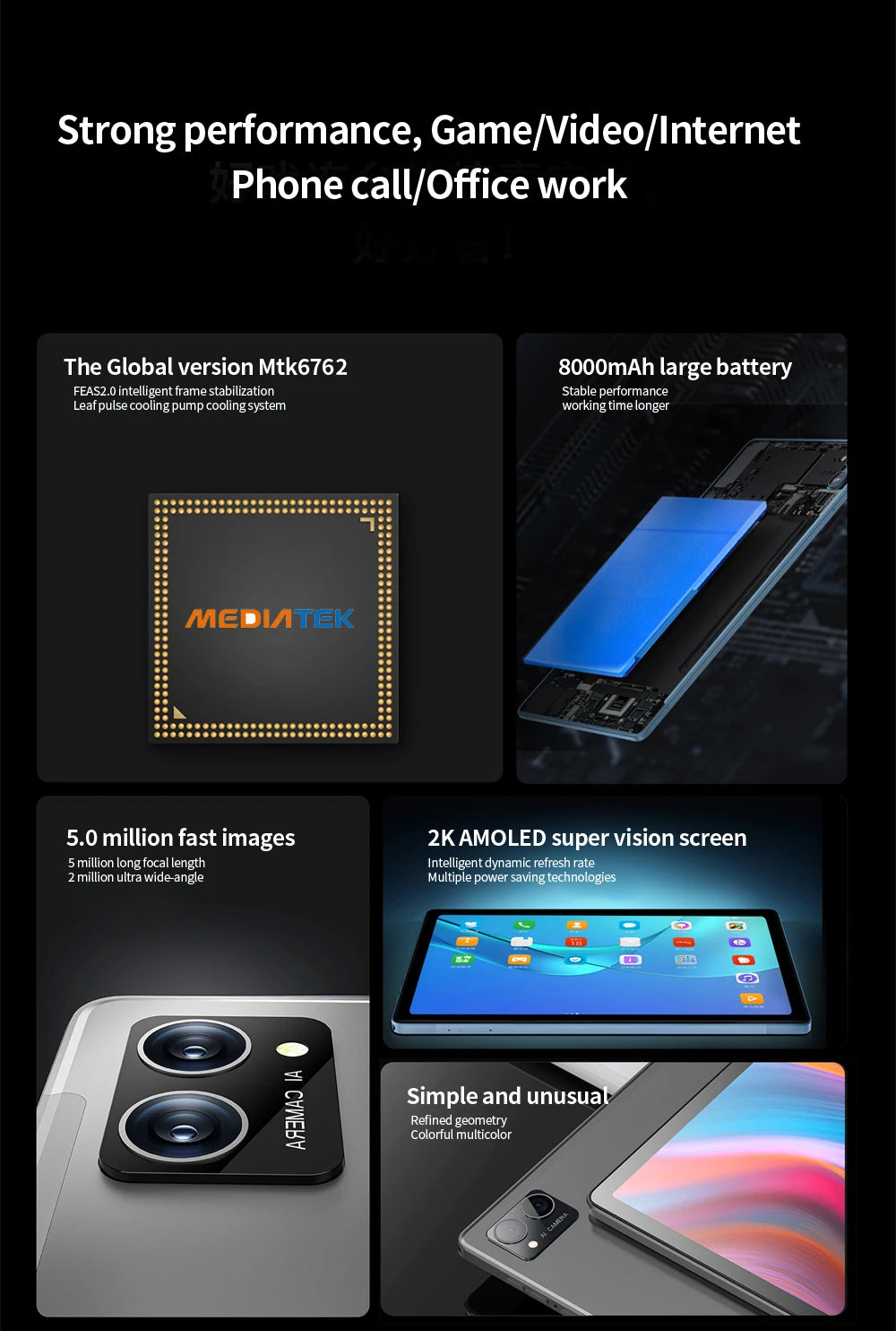 2026 New Google Pad 10.1 Inch Tablets Octa Core HD Display 8GB RAM 256GB ROM Dual 4G LTE 5G WiFi Android Tablet PC 8000mAh