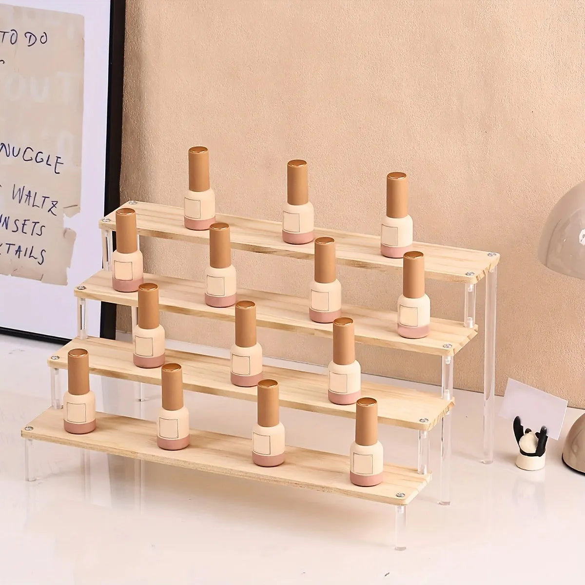 Wooden Transparent Display Rack, Perfume Storage Rack, Multi-Functional Decoration Rack, Used for Cosmetics, Nail Polish, Dolls