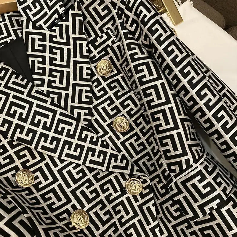 Luxury Geometric Double-Breasted Blazer