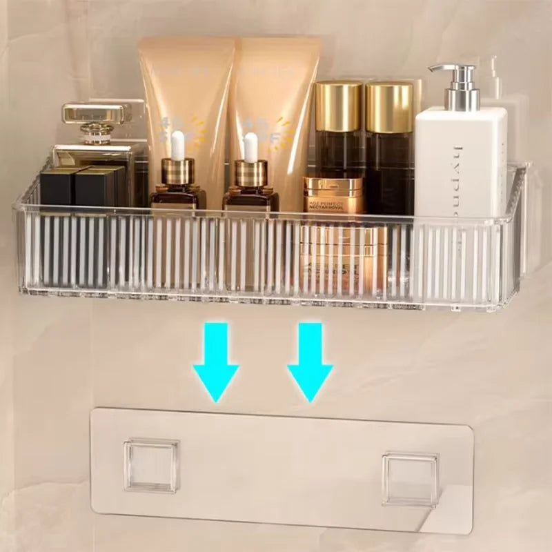 Punch-free Light Luxury Bathroom Storage Rack Toilet Wash Basin Wall Mount Toilet Wall Cosmetics Storage Rack