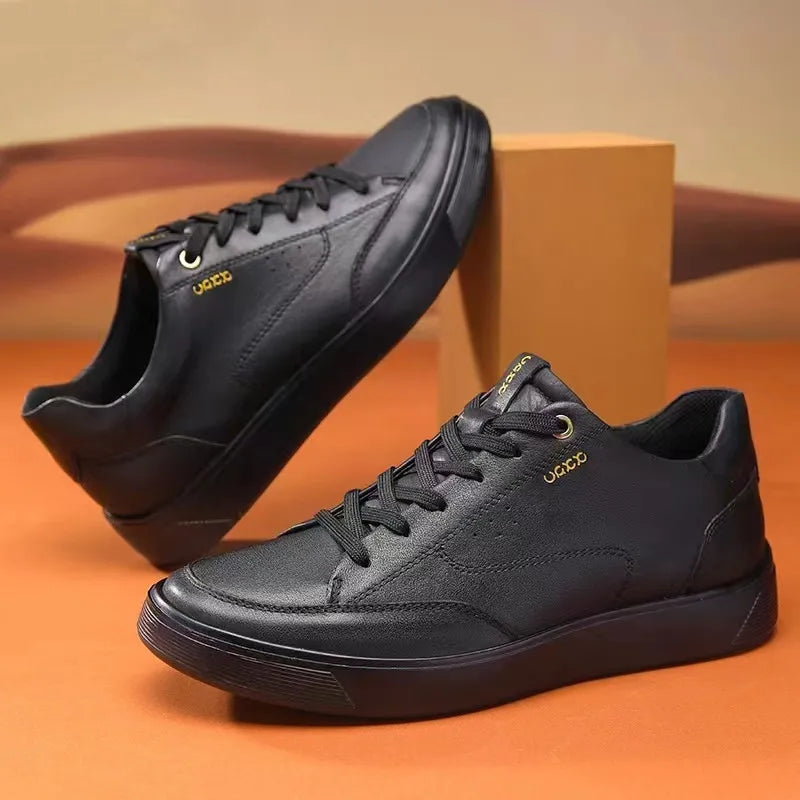 Fashion Men Shoes Men Genuine Leather Shoes Casual Lace-up Shoes Breathable Fashion Sneakers New