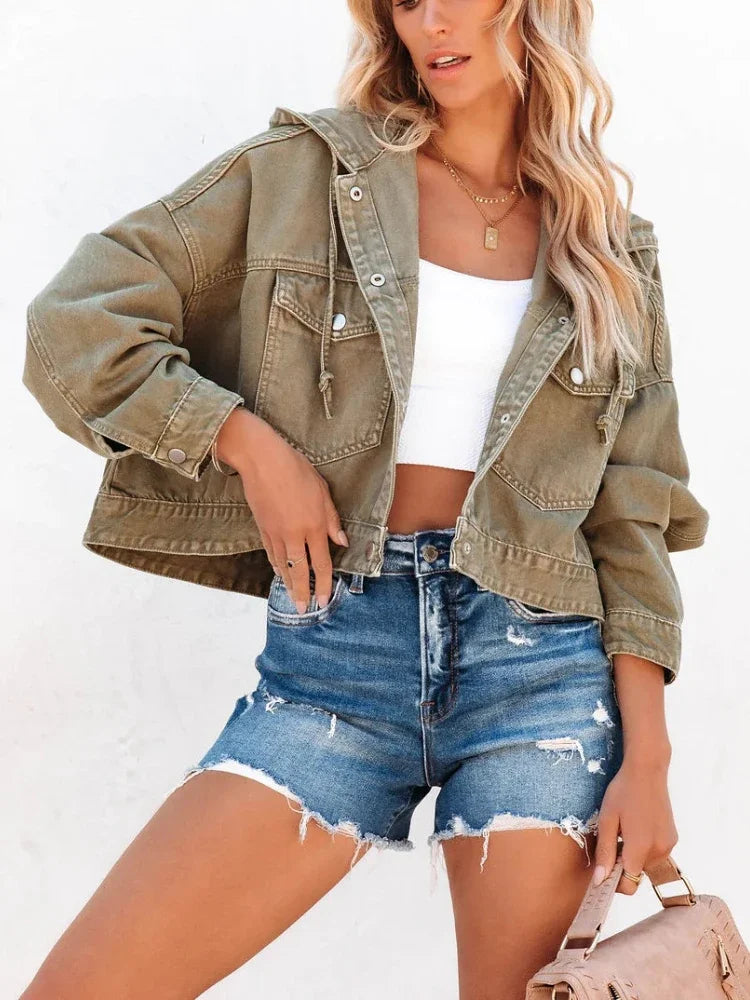 MIG & MIK STYLE™ Women's Vintage Hooded Denim Jacket