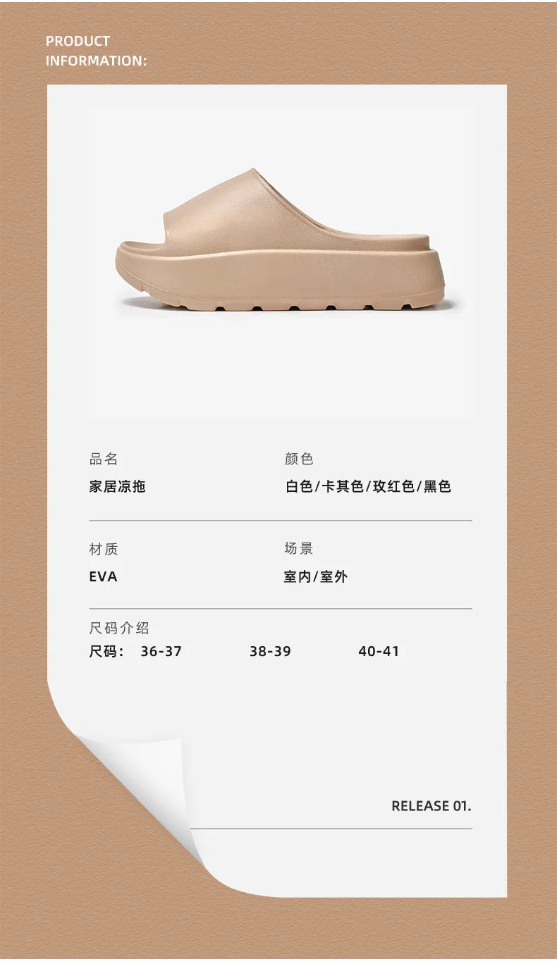 Comwarm Women Platform Slippers Soft EVA Thick Sole Sandals Fashion High Bottom Flat Heel Slippers Non-slip Casual House Slides