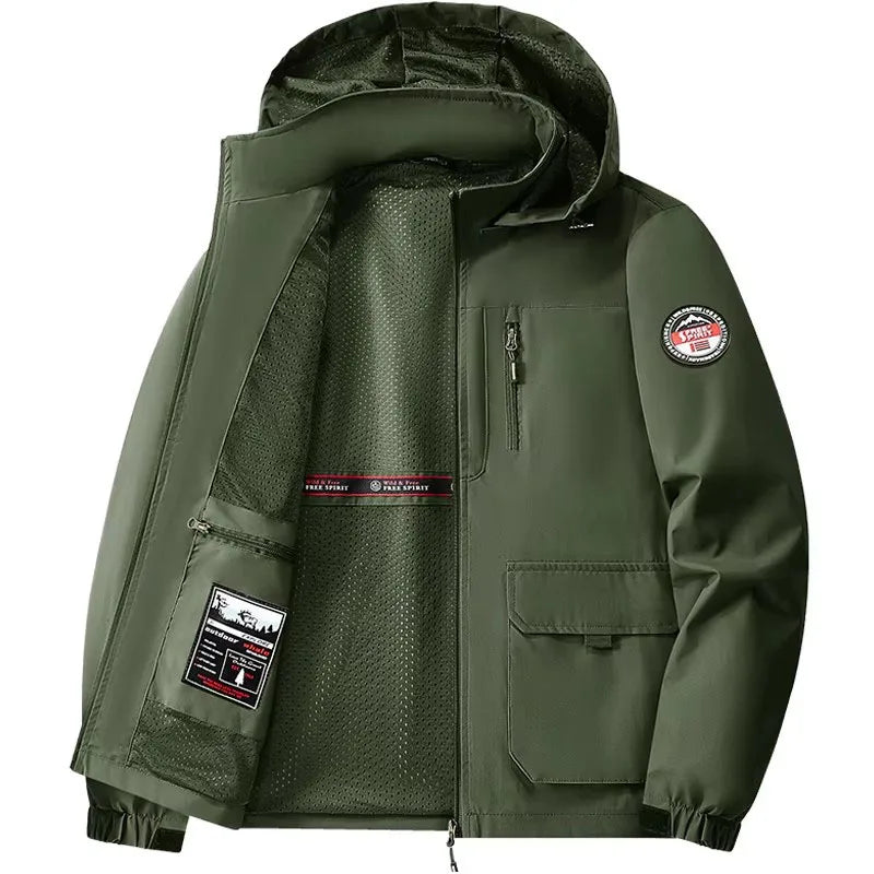 Jacket Mens Spring autumn New men jacket printing hooded Jackets casual coat Men's business coats Size M-7XL 8XL Hat detachable