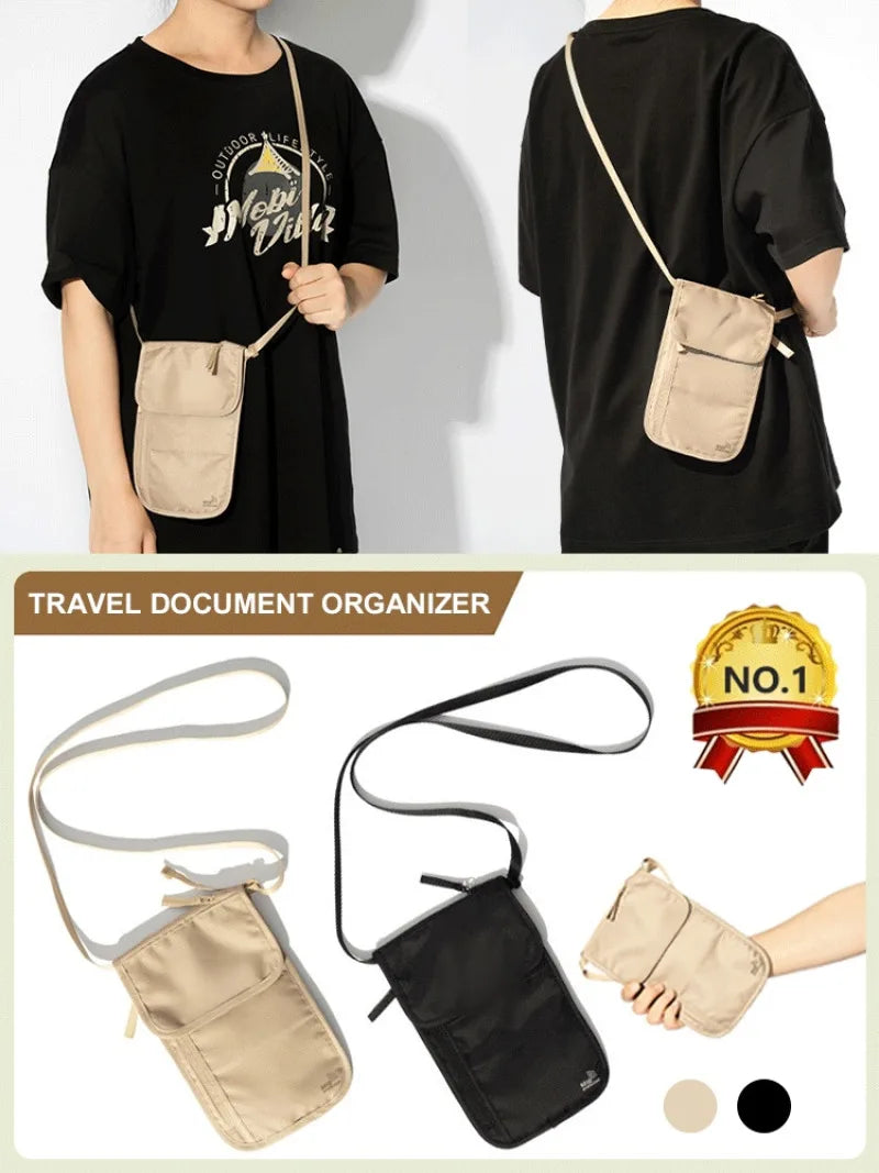 Travel document bag Lightweight multi-functional storage bag Passport holder mobile phone storage Waterproof anti-theft bag