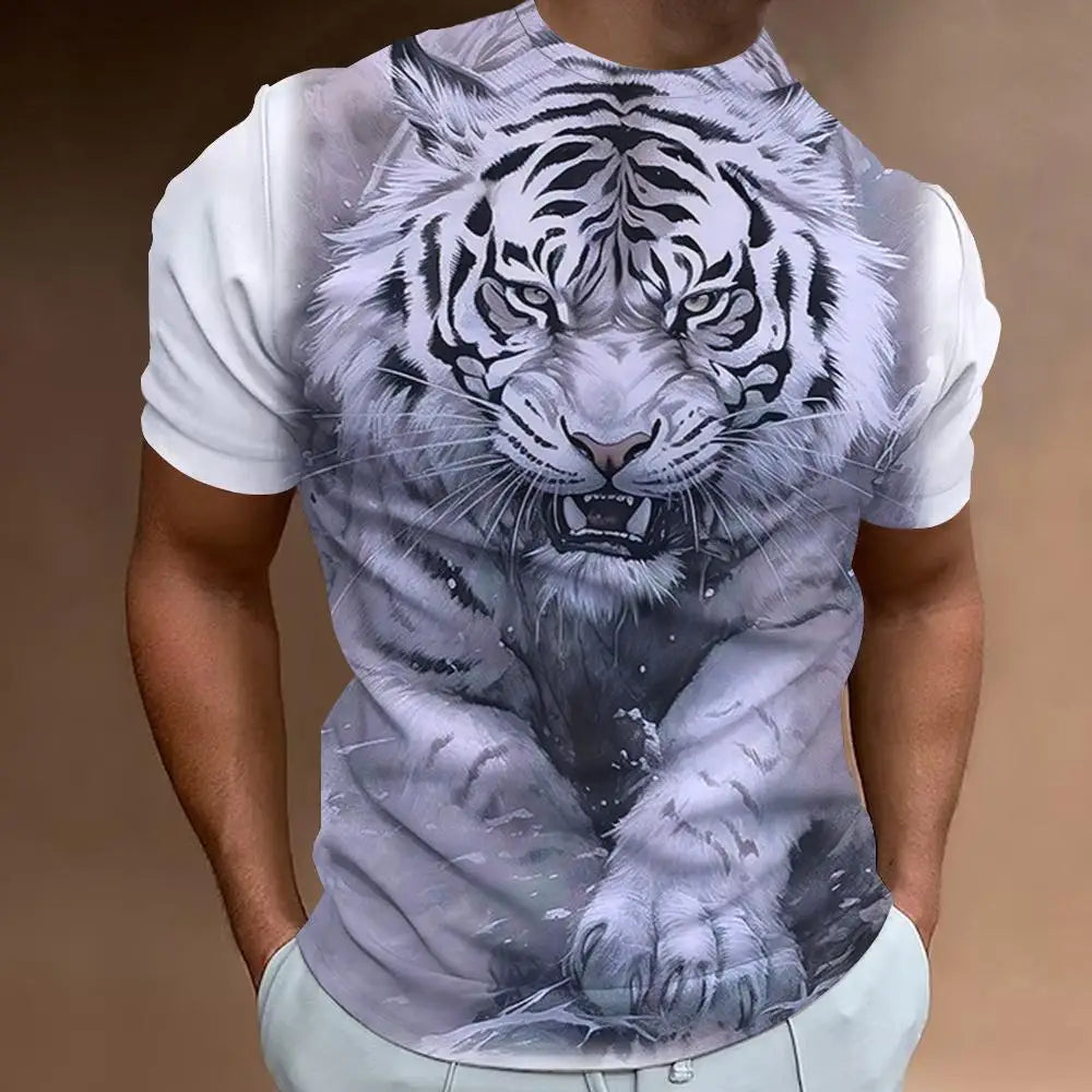 New Tiger Men's T-shirt 3D Printing Animal Pattern Short Sleeve Men's Apparel Summer Fashion T-shirt Fashion Round Neck Top