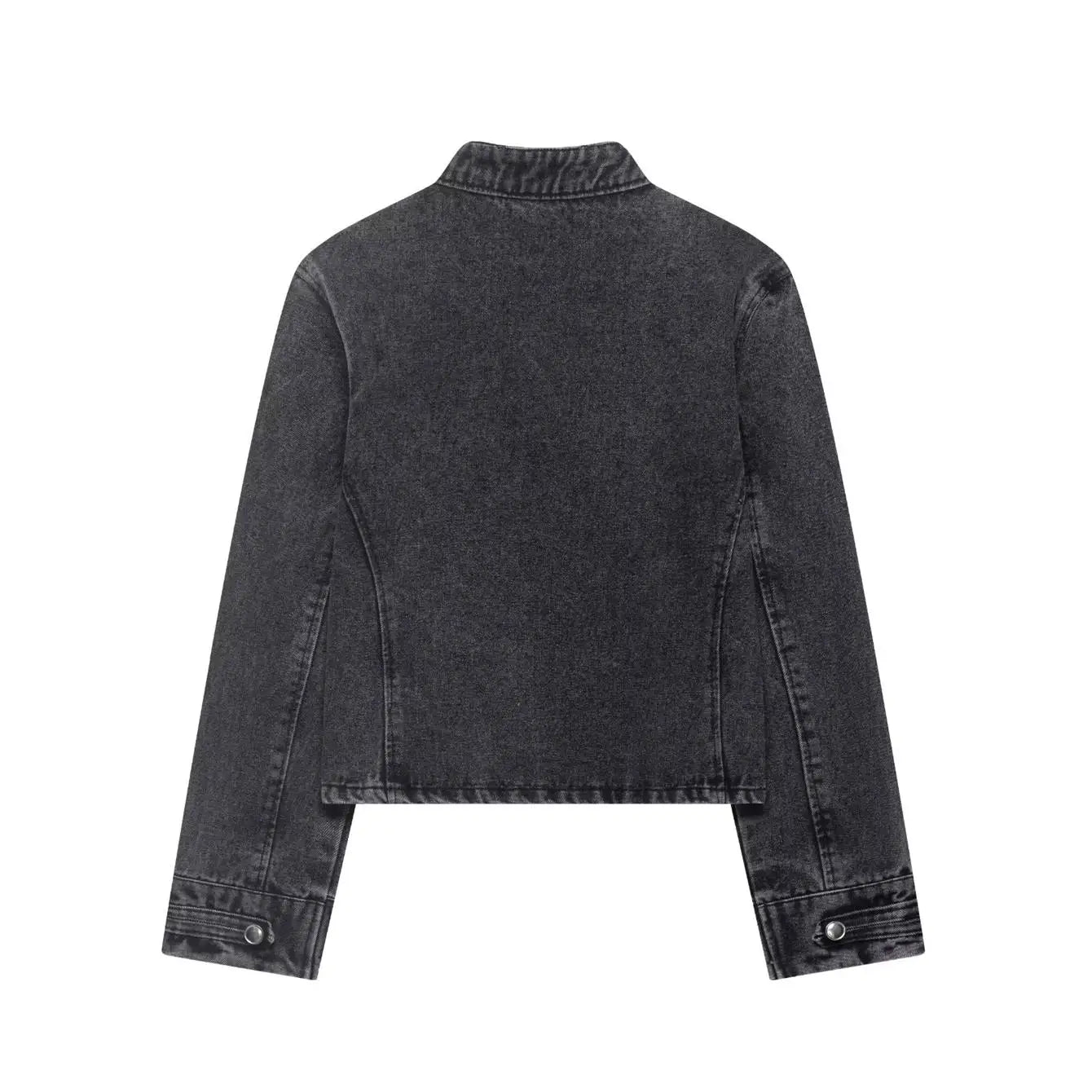 New Vintage Denim Jacket For Women Solid Round Neck Slim Fit Short Jackets 2026 Spring Lady Daily High Street Outerwears