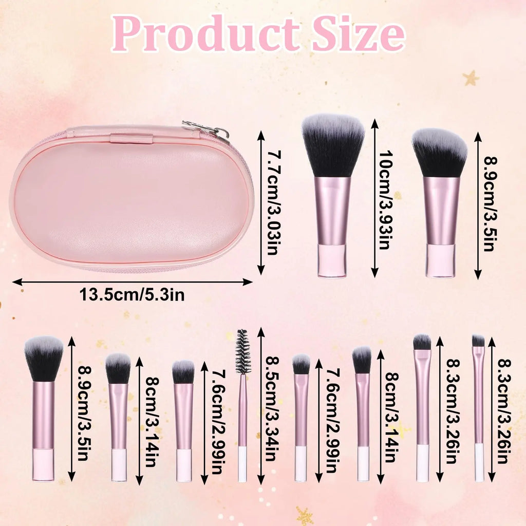 10 Pcs Travel Makeup Brush Set Mini Makeup Brushes Travel Size Small