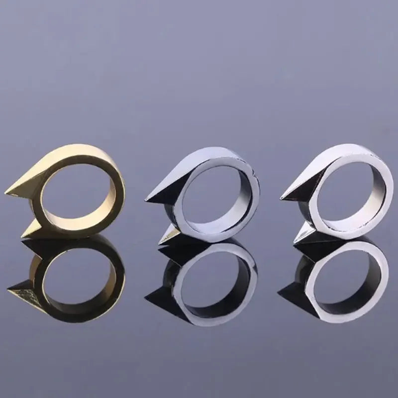 Women Men Cute Cat Ear Rings Self Defense Rings  Metal Knuckle Window Breaker Escorts Attack Rings Unisex Jewelry Accessories