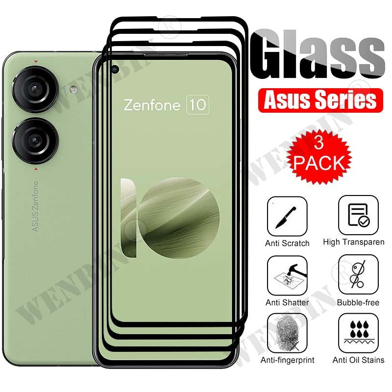 3 Pcs 9HD Screen Protector Full Protective Glass For Asus ROG Phone 8 7 6 Pro Zenfone 10 9 8 7 Screen Protector