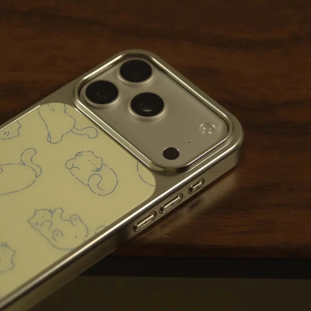 MIG & MIK STYLE™ Cute Yellow Cat Silver Edge Epoxy Phone Case (TPU Anti-Drop)