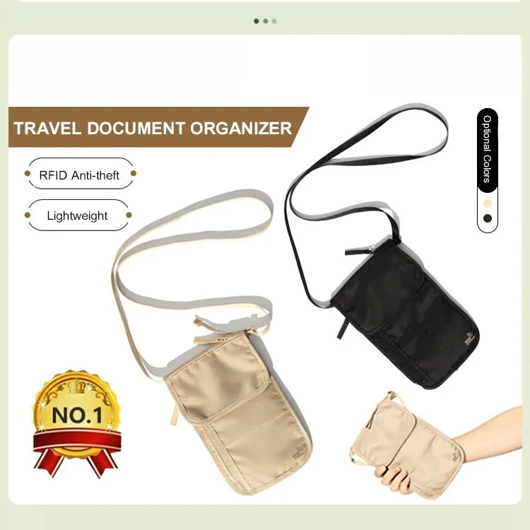 Travel document bag Lightweight multi-functional storage bag Passport holder mobile phone storage Waterproof anti-theft bag