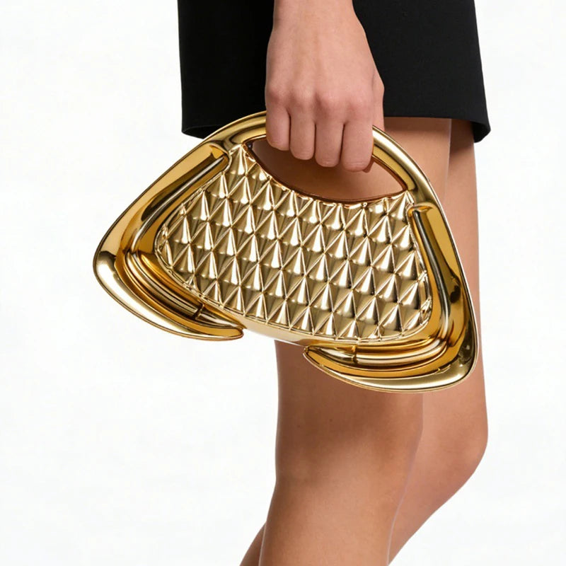 Glamour Chain Acrylic Clutch – Luxury Metallic Crossbody Evening Bag for Women