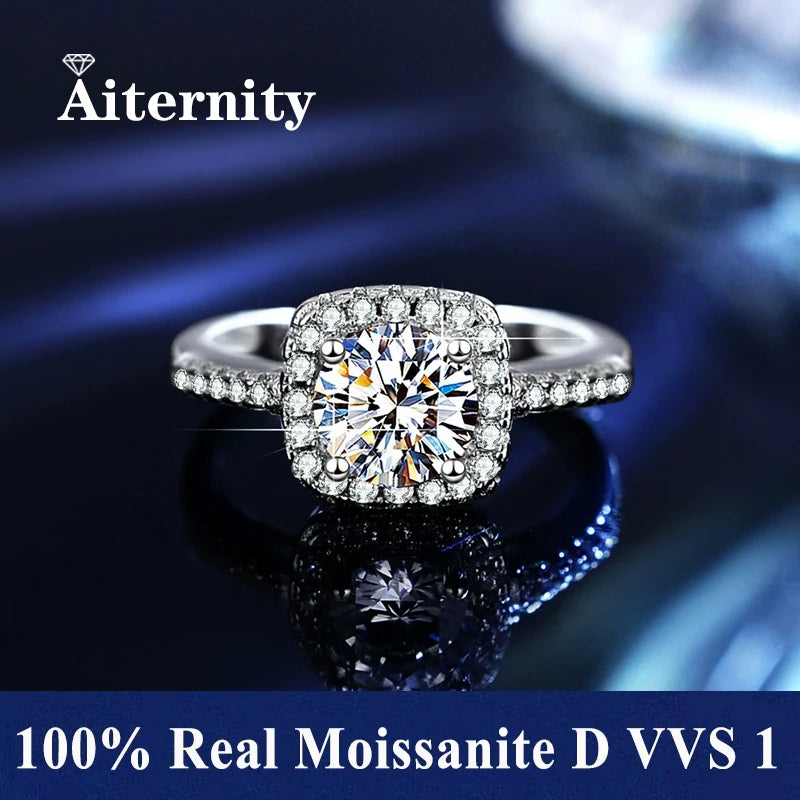 Customized 2.0ct Moissanite Ring D VVS1 Pass Diamond Test Pen Adjustable Size S925 Sliver Wedding Rings for Women