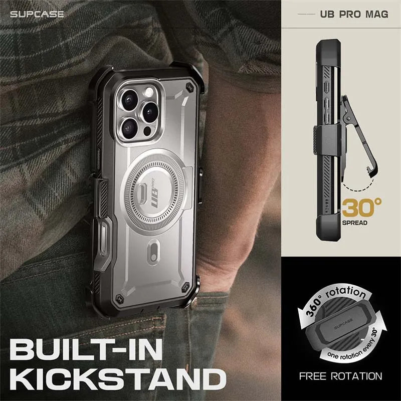 SUPCASE For iPhone 16 Pro Max Case 6.9“ 2024 UB Pro Mag Full Body Rugged Case with Built-in Screen Protector Kickstand Belt-Clip
