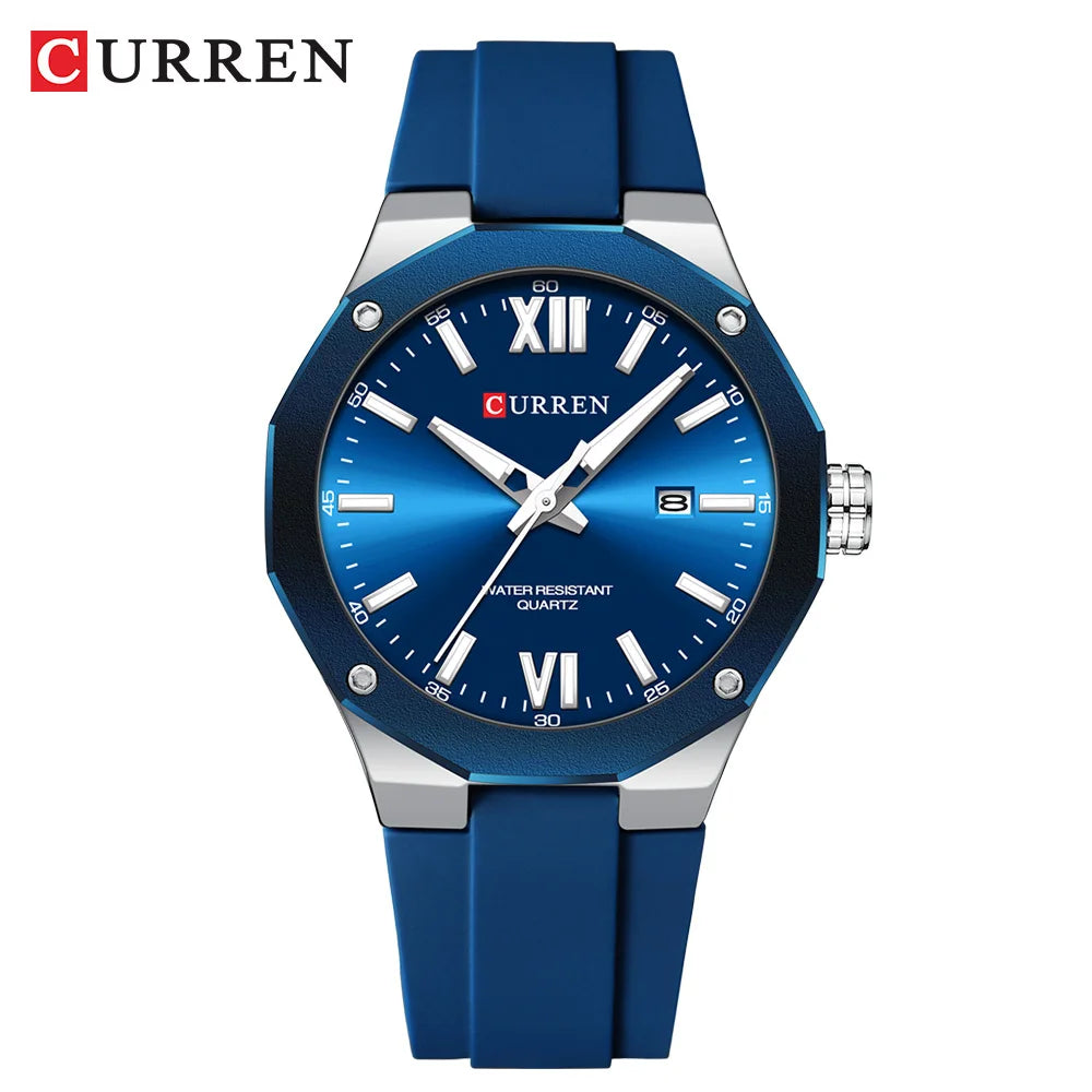 CURREN Simple Luxury Men's Watches New Business Quartz Wristwatch with Silicone Strap Luminous Hands Waterproof Clock