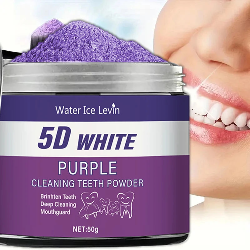 Purple Teeth Whitening Powder, 50g - Deep Cleaning and Teeth Cleaning Powder, Fresh Breath Toothpaste, Natural Pearl Essence
