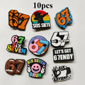 10pcs Set "67" Themed PVC Shoe Charms No. 67 Decor Soft Rubber for Sandals Slippers Bag Book Back-to-School 67 Element Classroom