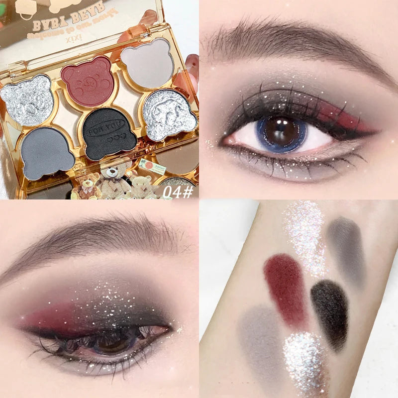 6 Colors Eye Shadow Palette Iris Purple Glitter Pearly Eyeshadow Palette Fashion Korean Shiny Eye Shadow Charming Eye Makeup