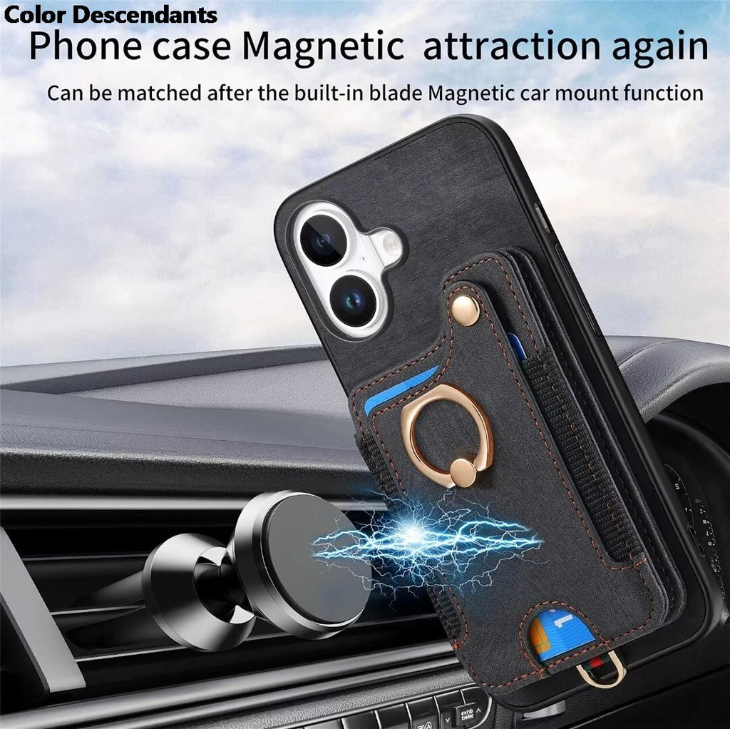 For Nothing CMF Phone 1 2024 Anti-theft brush Leather Card Case For Nothing CMF Phone1 Ring Back Cover CMF Phone 1 Funda
