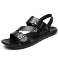 Fashion Sandals Male Solid Color PU Leather Men Shoes Summer Comfortable Open Toe Leather Mens Sandals Beach Leather Footwear