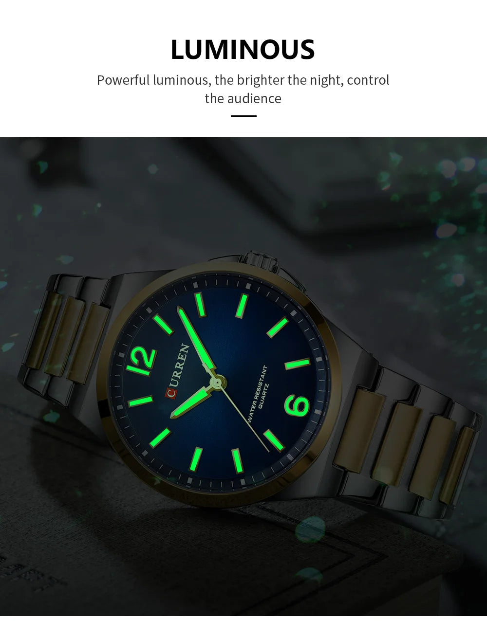 CURREN Men Quartz Movement Watch Waterproof Luminous Men's Watch, Stainless Steel Strap Business Watches