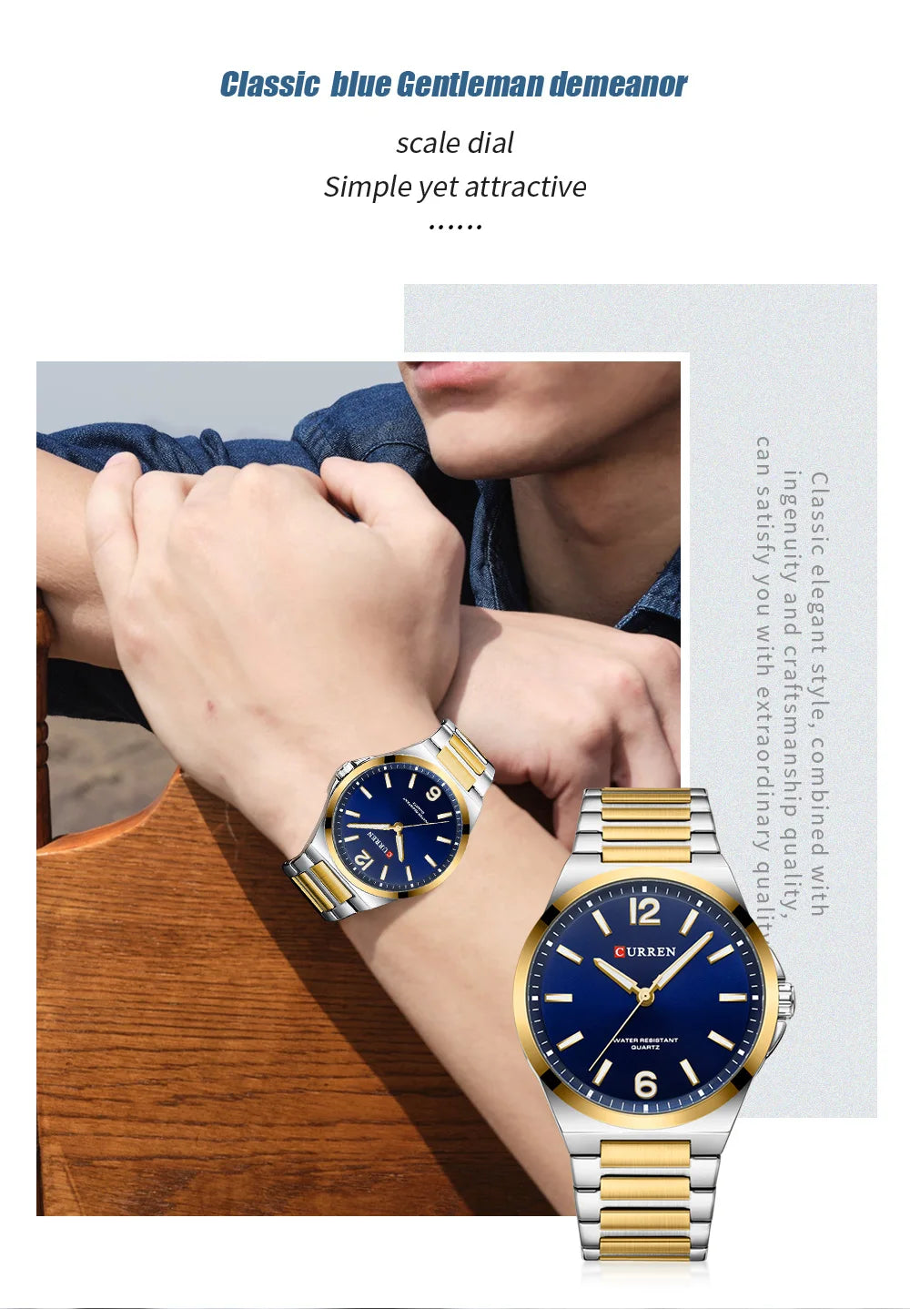 CURREN Men Quartz Movement Watch Waterproof Luminous Men's Watch, Stainless Steel Strap Business Watches