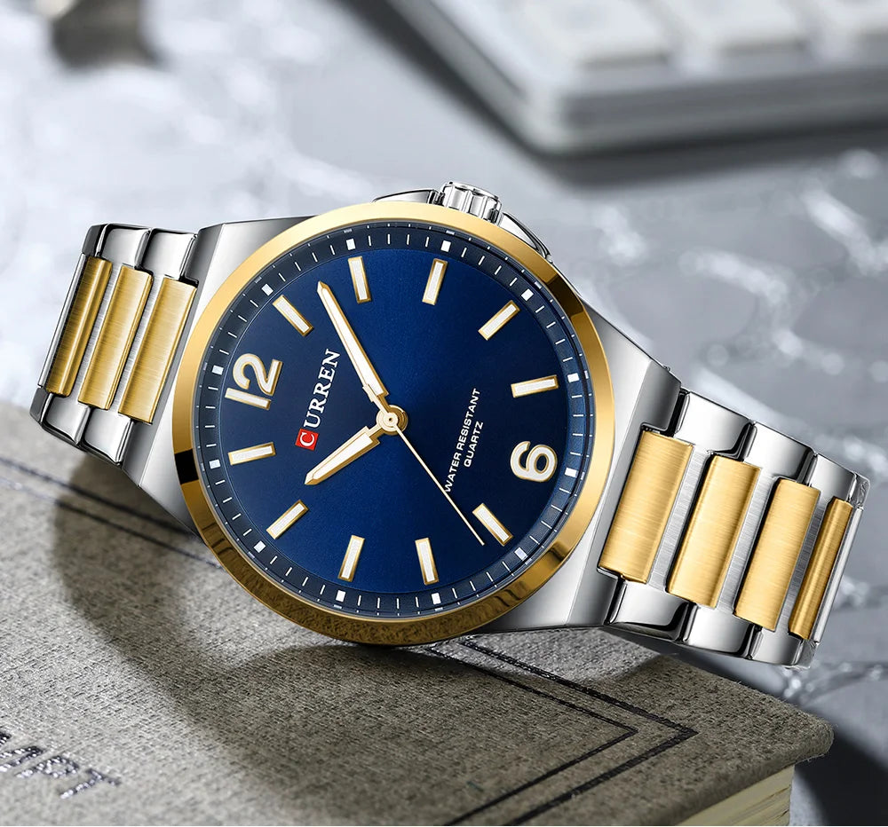 CURREN Men Quartz Movement Watch Waterproof Luminous Men's Watch, Stainless Steel Strap Business Watches