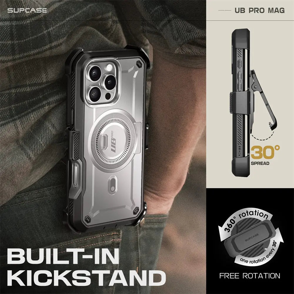 SUPCASE For iPhone 16 Pro Max Case 6.9“ 2024 UB Pro Mag Full Body Rugged Case with Built-in Screen Protector Kickstand Belt-Clip